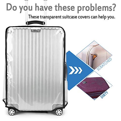 Chudian 2pcs Funda de Maleta, 28 Pulgadas Cubierta de Maleta Protector de Equipaje de PVC Reutilizable, Lavable, Impermeable y a Prueba de Polvo（28",Transparente）