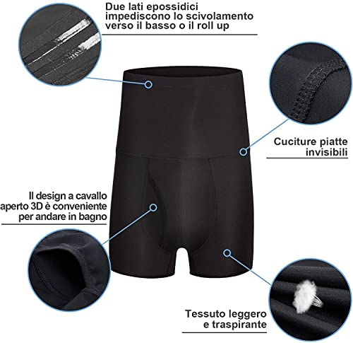 Chumian Bragas para Hombre de Cintura Alta compresión, Calzoncillos Tipo bóxer, Control del Vientre, adelgazantes, Shapewear Negro L