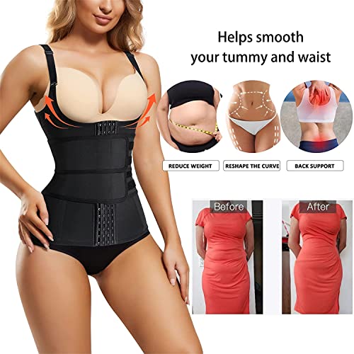 Chumian Fajas Reductoras Corset Mujer Cintura Faja Postparto Corset Adelgazantes Compresion para Entrenamiento Deporte Chaleco de Sudor (Medium, Negro)