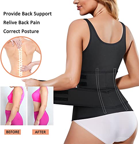 Chumian Fajas Reductoras Corset Mujer Cintura Faja Postparto Corset Adelgazantes Compresion para Entrenamiento Deporte Chaleco de Sudor (Medium, Negro)