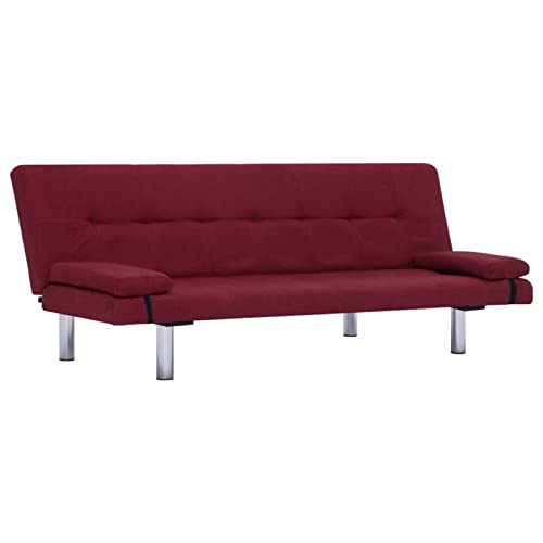 Chusui Sofa Bed with Two Pillows, Sofa Cama, Sofá Chaise Longue, Sofá De Salon, Wine Red Polyester