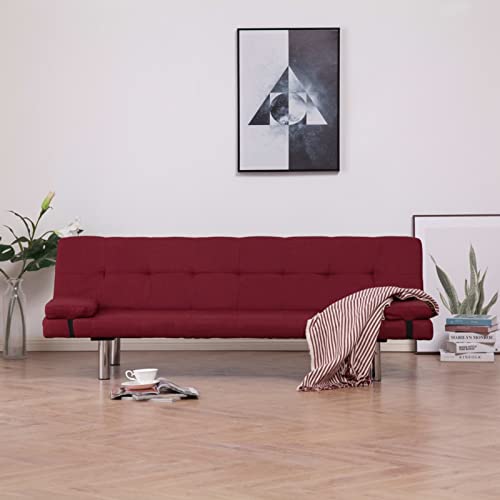 Chusui Sofa Bed with Two Pillows, Sofa Cama, Sofá Chaise Longue, Sofá De Salon, Wine Red Polyester