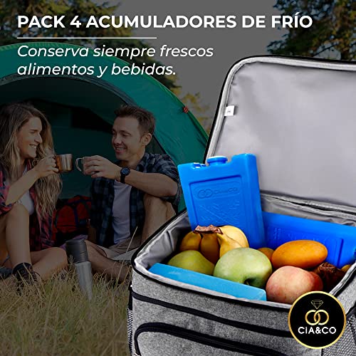 Cia&Co 4 x Acumuladores de Frio/Bloques de Hielo para Neveras Portatiles y Mantenimiento o Aplicación de Frio. Pack de 2 XL 350cc + 2 L 200cc. Gran Duración