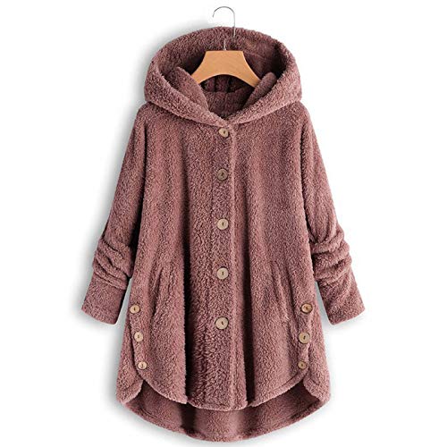 Cihdmfb Chaqueta de forro polar para mujer, oversize Button Down, sudadera con capucha para otoño e invierno, forro polar de peluche, cómodo, cálido, sudadera con capucha, chaqueta de felpa, manga