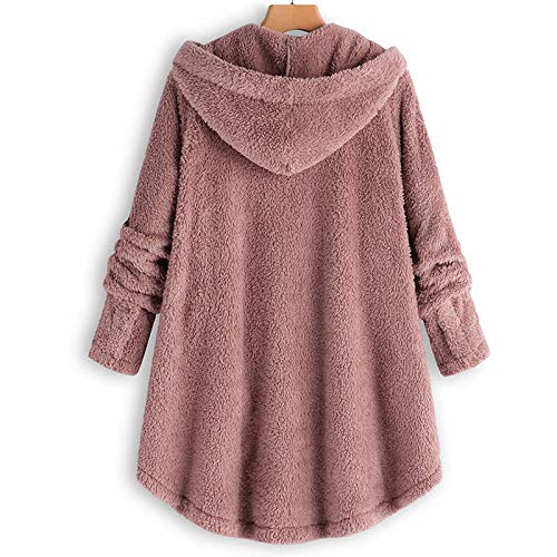 Cihdmfb Chaqueta de forro polar para mujer, oversize Button Down, sudadera con capucha para otoño e invierno, forro polar de peluche, cómodo, cálido, sudadera con capucha, chaqueta de felpa, manga