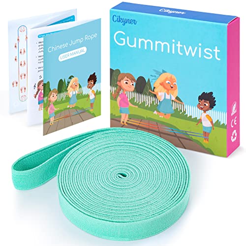 Cikyner Cuerda para Saltar China, 4m de Largo 1.5cm de Ancho Goma Elastica con Instrucciones Goma de Saltar para niños, Juegos para Interiores y Exteriores Niñas y Niños