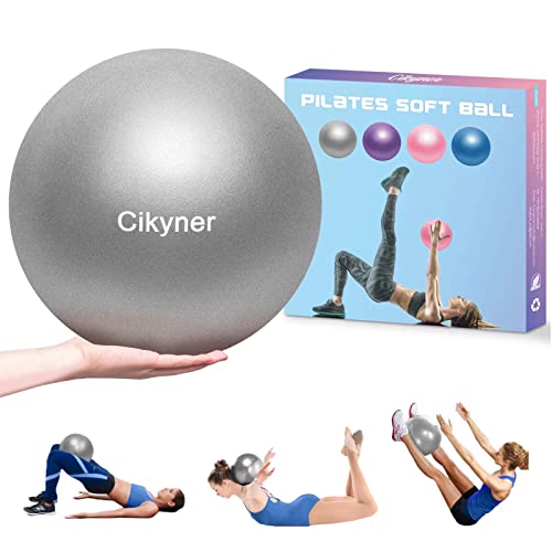 Cikyner Pelota Pilates Blanda, Pelota de Ejercicio pequeña 23-25cm Mini Pelota de Gimnasia con Pajita Inflable Adecuado para Pilates, Yoga, Entrenamiento de Cuerpo Completo y Mejora del Equilibrio