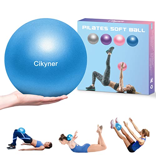 Cikyner Pelota Pilates Blanda, Pelota de Ejercicio pequeña 23-25cm Mini Pelota de Gimnasia con Pajita Inflable Adecuado para Pilates, Yoga, Entrenamiento de Cuerpo Completo y Mejora del Equilibrio