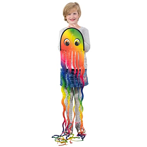 CIM Cometa de una Cuerda - Draki Rainbow - por niños con Edad a Partir de 3 años - 25x160cm - Cordón incluidos