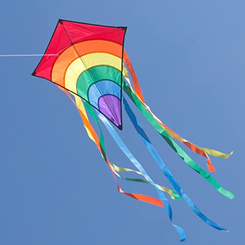 CIM Cometa - Rainbow Eddy Red - por niños con Edad a Partir de 3 años - 65x74cm - Cordón y Cola de la Cometa incluidos