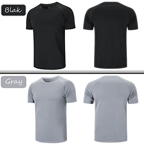 CIMIC 5 Piezas Camiseta Deporte Hombre Camiseta Running Hombre Camisetas Manga Corta Hombre Ropa Deportiva Transpirable Basica para Gym Gimnasio (510-Black Grey Green Navy Blue-L)