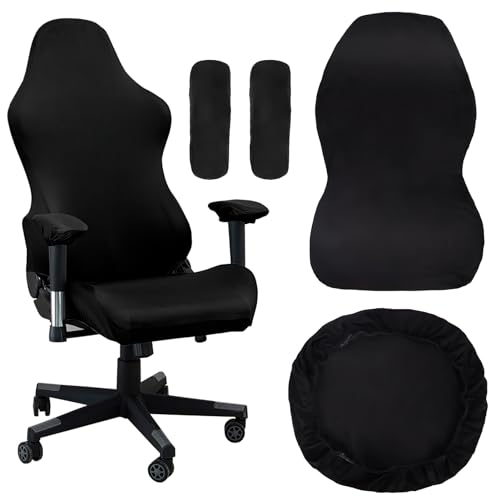 Cimvidi Funda para silla de gaming, funda para silla de oficina con reposabrazos/respaldo de silla, funda negra elástica, lavable, funda para silla de gaming, silla de ordenador, silla giratoria