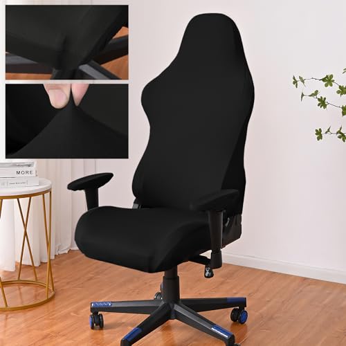 Cimvidi Funda para silla de gaming, funda para silla de oficina con reposabrazos/respaldo de silla, funda negra elástica, lavable, funda para silla de gaming, silla de ordenador, silla giratoria