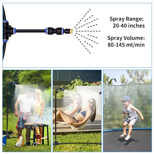 CINEMON 20M Nebulizador Terraza Jardín, DIY Kit de Nebulización Terraza, Rociador de Terraza con Manguera Duradera y Boquillas Extraíbles para Giardino, Trampolín, Sombrillas y Techos