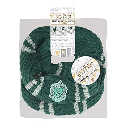 Cinereplicas - Harry Potter - Bufanda Infinity - Ultra Suave - Licencia Oficial - Casa Slytherin - 190 cm - Verde y Gris