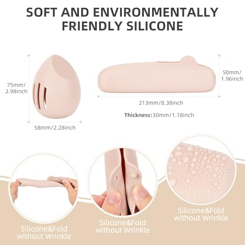 Cinnani Neceser Mujer,Gran Capacidad Neceser Viaje PU Impermeable, Neceser Maquillaje con Compartimento,Silicona Porta Brochas de Maquillaje +Porta Esponjas de Maquillaje Makeup Bag（Blanco）