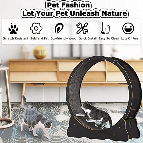 Cinta de correr de gato con diseño sin brecha, rueda de ejercicio para gatos interiores, rueda de carrera de gato silenciosa anti-Piñón de seguridad, dispositivo de pérdida de peso de gatos ,White-XL