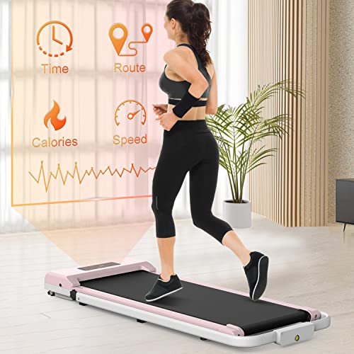 Cinta de Correr Plegable,10 km/h Peso máximo 120 Kg,Superficie de Carrera 42x110cm Pantalla LCD +Control Remoto,máquina para Caminar y Correr para Ejercicio físico en el hogar (Rosa Claro)