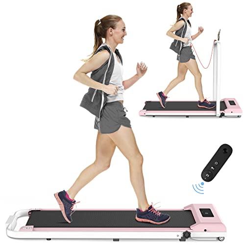 Cinta de Correr Plegable,10 km/h Peso máximo 120 Kg,Superficie de Carrera 42x110cm Pantalla LCD +Control Remoto,máquina para Caminar y Correr para Ejercicio físico en el hogar (Rosa Claro)