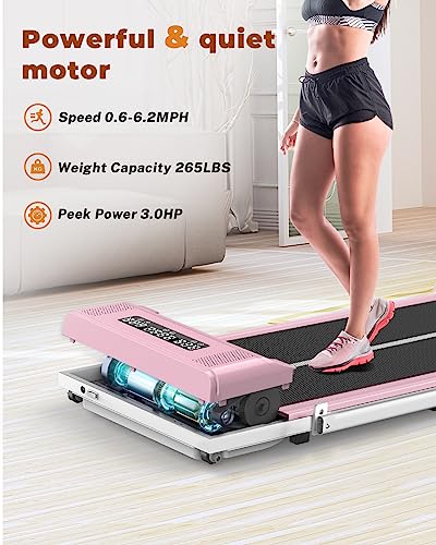 Cinta de Correr Plegable,10 km/h Peso máximo 120 Kg,Superficie de Carrera 42x110cm Pantalla LCD +Control Remoto,máquina para Caminar y Correr para Ejercicio físico en el hogar (Rosa pálido)