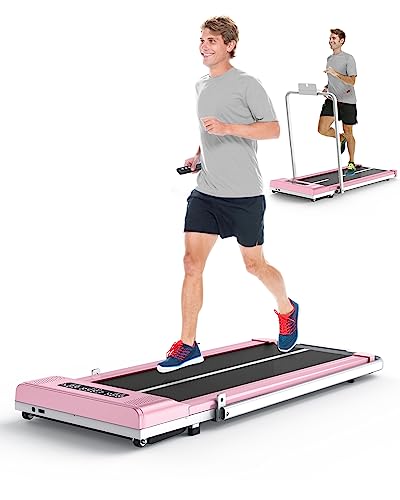 Cinta de Correr Plegable,10 km/h Peso máximo 120 Kg,Superficie de Carrera 42x110cm Pantalla LCD +Control Remoto,máquina para Caminar y Correr para Ejercicio físico en el hogar (Rosa pálido)