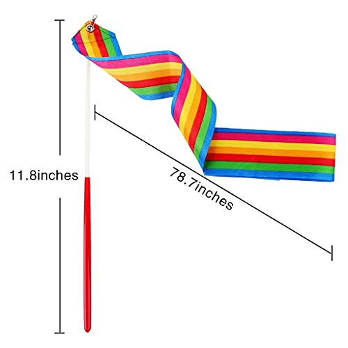 Cinta de gimnasia rítmica para niños, baile artístico, cinta de arco iris, cinta de baile infantil, 2 metros, cinta de gimnasia rítmica, rollo de 6 m, soporte para adultos, bolsa de Sasaki