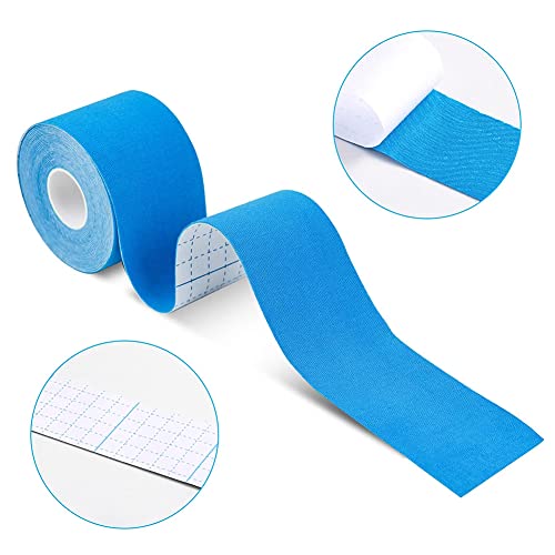 Cinta Kinesiología Tape, Venda Neuromuscular Adhesiva, Alivio Dolor Muscular, Elásticas, Impermeable, Vendaje Kinesiológico, Apto Para Múltiples Zonas, Rollo, 2.5cmx5m, Azul