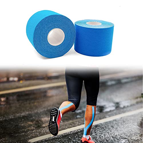 Cinta Kinesiología Tape, Venda Neuromuscular Adhesiva, Alivio Dolor Muscular, Elásticas, Impermeable, Vendaje Kinesiológico, Apto Para Múltiples Zonas, Rollo, 2.5cmx5m, Azul