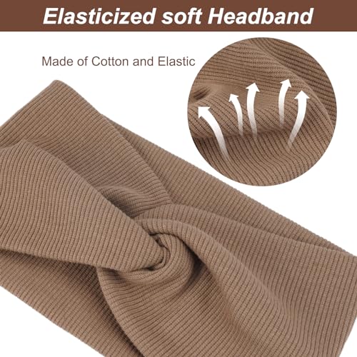 Cinta Pelo Mujer de Algodón Elástico Para Otoño Invierno- 4 Piezas Cinta para el Pelo Mujer para Mujeres y NiñAs,Accesorios Pelo de Punto Elástico Fleece,Cómoda Cintas de Pelo Nudo Anchas Caliente