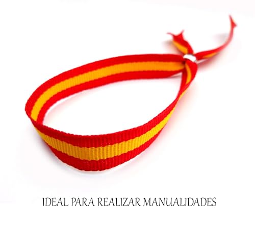 Cinta Roja Bandera de España Tela para Pulseras y Manualidades Ribbon (25 metros/1.5 cm,Rojo)