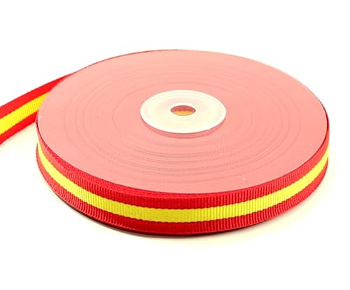 Cinta Roja Bandera de España Tela para Pulseras y Manualidades Ribbon (25 metros/1.5 cm,Rojo)