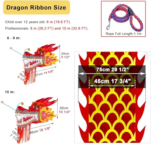 Cintas de baile, cinta de danza del dragón, cinta de danza rítmica del dragón, accesorios de rendimiento deportivo for bailarina de seda que se lanza, agitación giratoria, regalos for padres, juego de