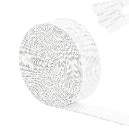 Cintas de Coser, Banda Elástica de 10 Metros, 15 mm Correa Elástica para Coser Tejer, Blanco