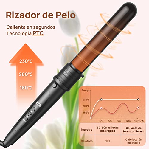 CITHOT Rizador de Pelo 6 en 1 Planchas Rizadoras Profesional Pantalla LCD Tenacillas Pelo 80℃-230℃ Temperatura Ajustable