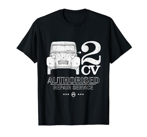 Citroën 2CV Autorizado Servicio de Reparación Logotipo Blanco Camiseta