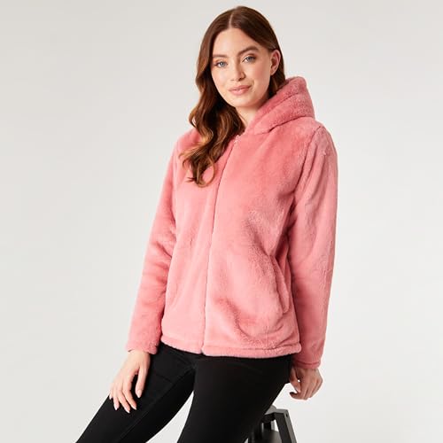 CityComfort Abrigo de Mujer con Capucha - Tallas S-XL, Abrigo Elegante de Invierno con Forro de Piel Sintética - Regalos Navidad (Rosa Oscuro,XL)