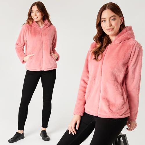 CityComfort Abrigo de Mujer con Capucha - Tallas S-XL, Abrigo Elegante de Invierno con Forro de Piel Sintética - Regalos Navidad (Rosa Oscuro,XL)