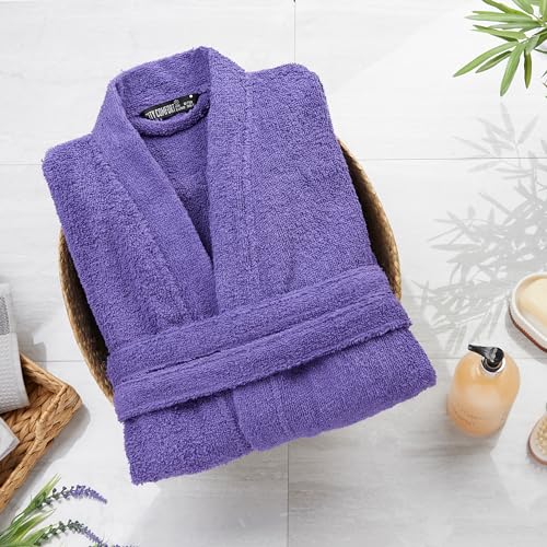 CityComfort Albornoz Mujer Ducha - Albornoz Ducha de Algodón Absorbente S-XL, Albornoz Mujer Invierno para Ducha, Baño, Spa y Gimnasio (Morado, M)