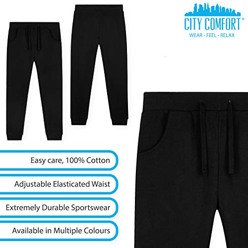 CityComfort Chandal Niña, Conjunto de 2 Piezas Sudadera con Capucha y Pantalon Chandal, Ropa Niño 100% Algodon, Regalos Para Niños Edad 3-14 Años (Negro, 7-8 años)