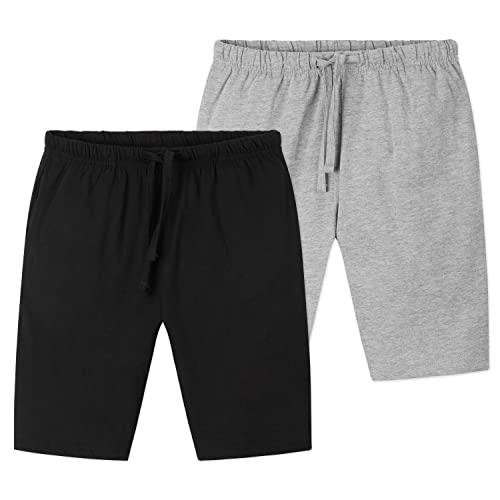 CityComfort Conjunto 2 Pantalones Cortos para niños | Paquete Doble en Azul Marino y carbón o Gris y Negro con Bolsillos para Deportes, Lounge, fútbol, Gimnasio (5/6 años, Gris y Negro)