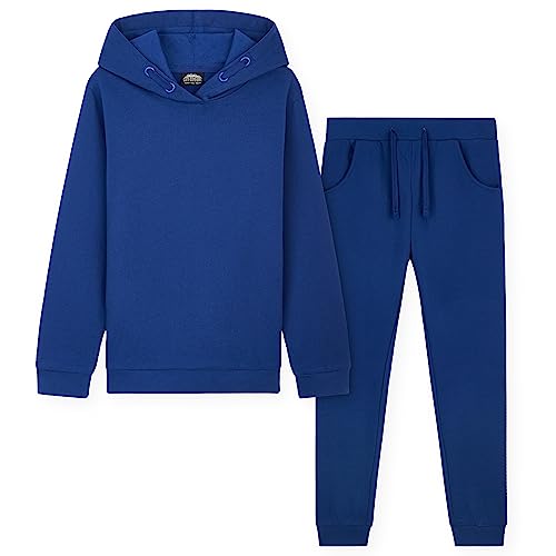 CityComfort Conjunto de 2 Piezas Sudadera con Capucha y Pantalon Chandal Para Niño 100% de Algodon (Azul, 13-14 años)