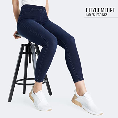 CityComfort Jeggings de Mujer Vaquero, Leggins Vaqueros Mujer Elasticos Pantalones Slim de Jeggings Elásticos para Mujer Azul Negro (Indigo Azul, 38)