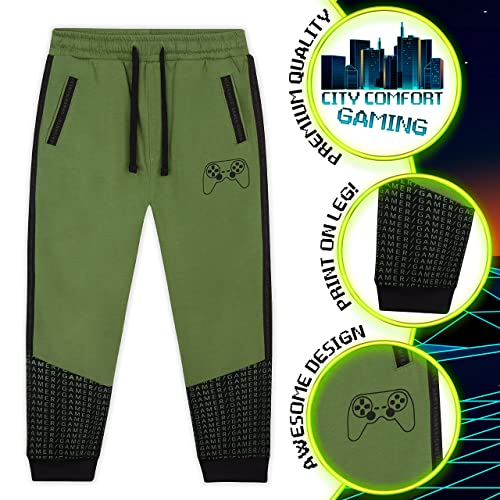 CityComfort Pantalon Chandal Niño Gamer, Pantalones Chandal 5-16 Años (Caqui, 13-14 Años)