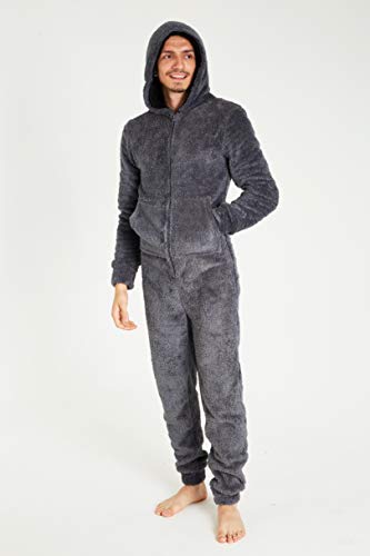 CityComfort Pijama Hombre Entero, Pijama Hombre de Una Pieza Mono con Cremallera, Pijamas Enteros de Polar para Adultos M-3XL (L, Gris Oscuro)