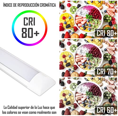 CLAR - Luminaria LED 60cm, Lamparas LED Techo 18W, Barras LED, Pantalla Lampara Techo, Barra Luz LED Techo 18W, Blanco Frío 6500K (Pack 2)