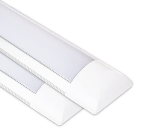 CLAR - Luminaria LED 60cm, Lamparas LED Techo 18W, Barras LED, Pantalla Lampara Techo, Barra Luz LED Techo 18W, Blanco Frío 6500K (Pack 2)