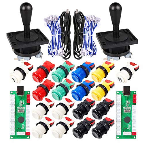 Clásico juego de arcada de bricolaje Parte de Mame USB gabinete 2x Zero Delay codificador USB para juegos de PC + 2x 8 Camino Joystick + 18x Arcade Push Button (incluyendo 1p / 2p teclas de partida)