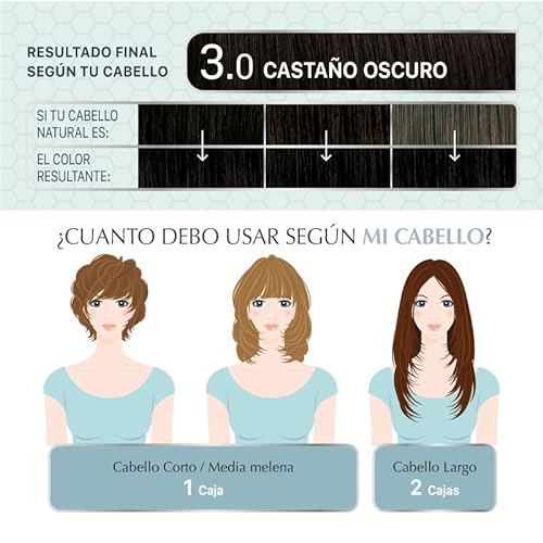 CLEARÉ INSTITUTE Colour Clinuance, Coloración Capilar Permanente Sin Amoniaco, Tinte de Pelo 100% Cobertura de Canas, Incluye Sérum Capilar, Método Curly, 3.0 Castaño Oscuro, 170 ml