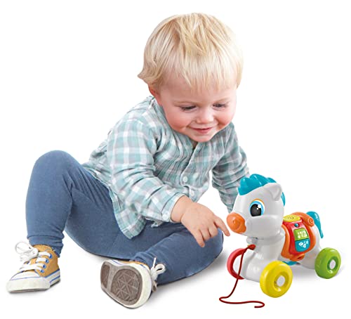 Clementoni-S7192048 Baby Pony-Un Arrastre de Unicornio, con Botones interactivos Que Incluyen Canciones y Sonidos, para favorecer el Desarrollo Motor-Juguete bebé 6 Meses (17812), Multicolor, Small