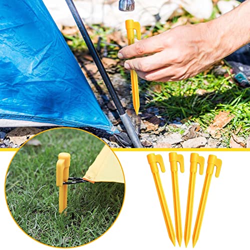 Clicitina Carpa de plástico para acampar Nail Ground Nail 4PC Pila de plástico Nail Ground Carpa Tiendas de campaña Playa Camping Senderismo Carpas Camping 2 Dormitorios (yellow, One Size)